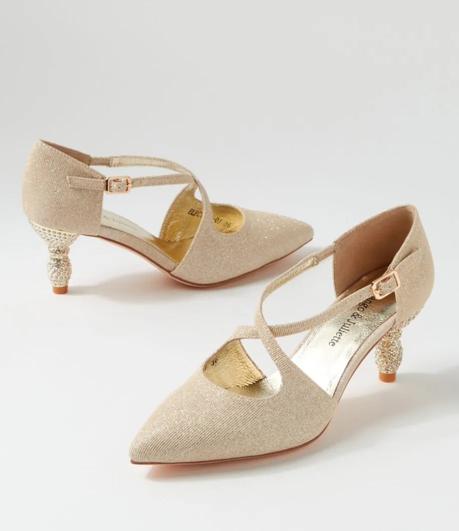 Electrik Pale Gold Sparkle Fabric Heels
