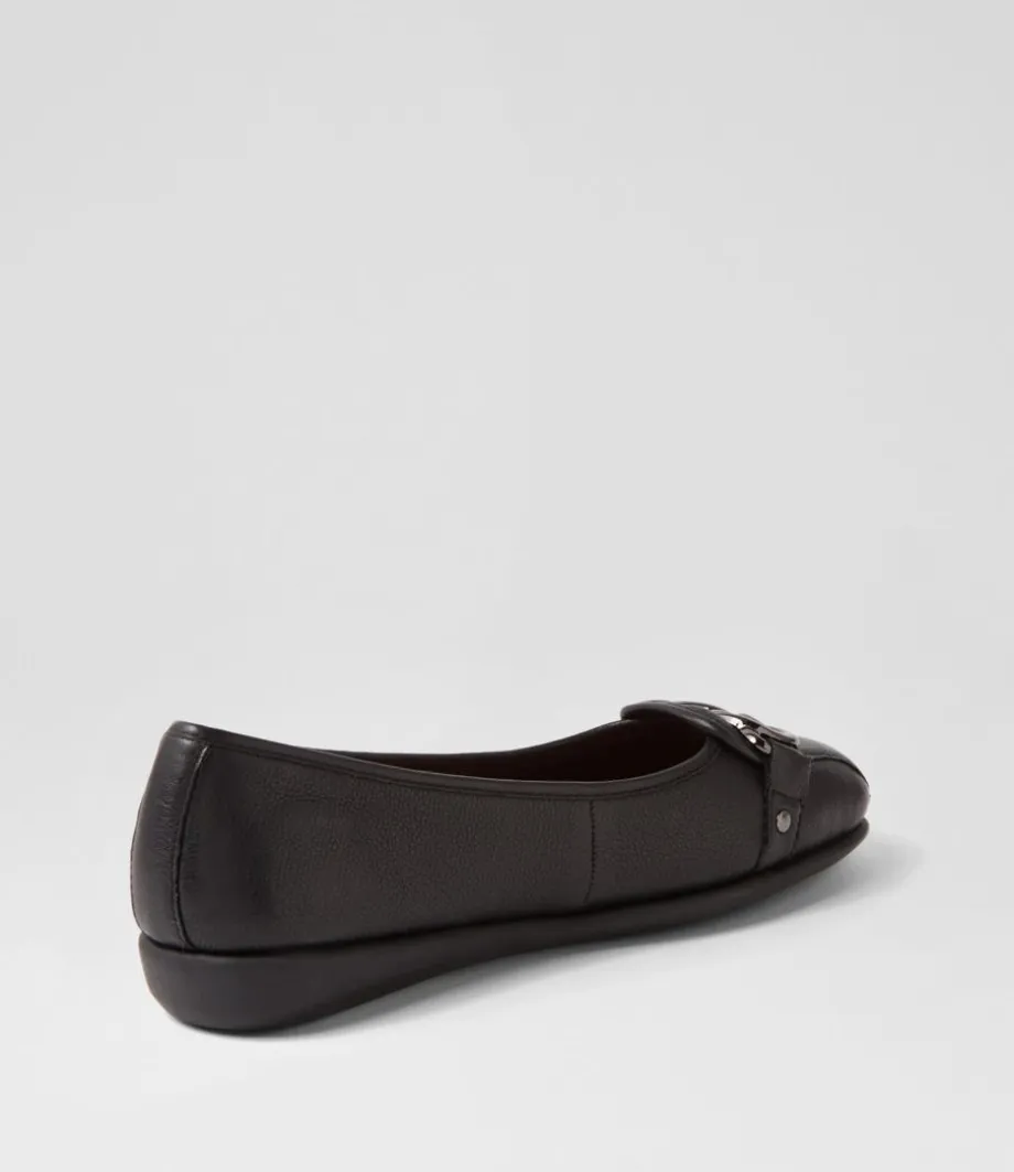 Elisse Black Leather Ballet Flats