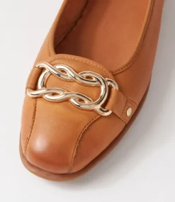 Elisse New Tan Gum Leather Ballet Flats