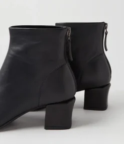 Elliza Black Leather Ankle Boots