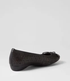 Eloiza Black Leather Ballet Flats