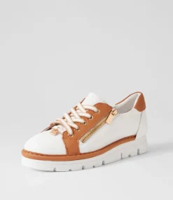Elos White Dark Tan Leather Sneakers