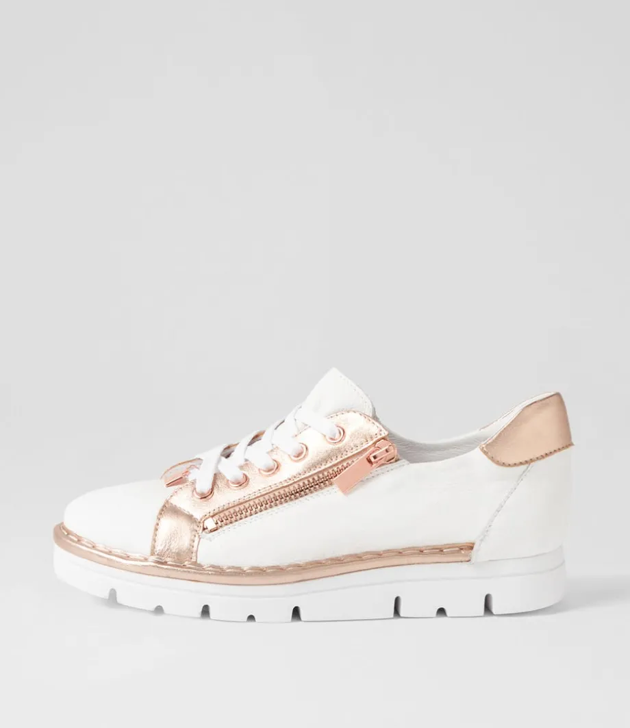 Elos White Pale Rose Gold Leather Sneakers