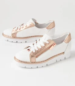 Elos White Pale Rose Gold Leather Sneakers