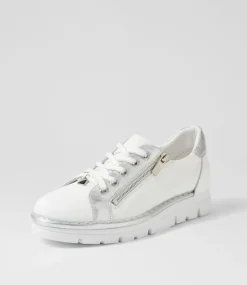 Elos White Silver Leather Sneakers