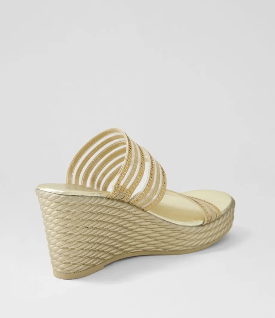 Enrica Gold Vinylite Sandals