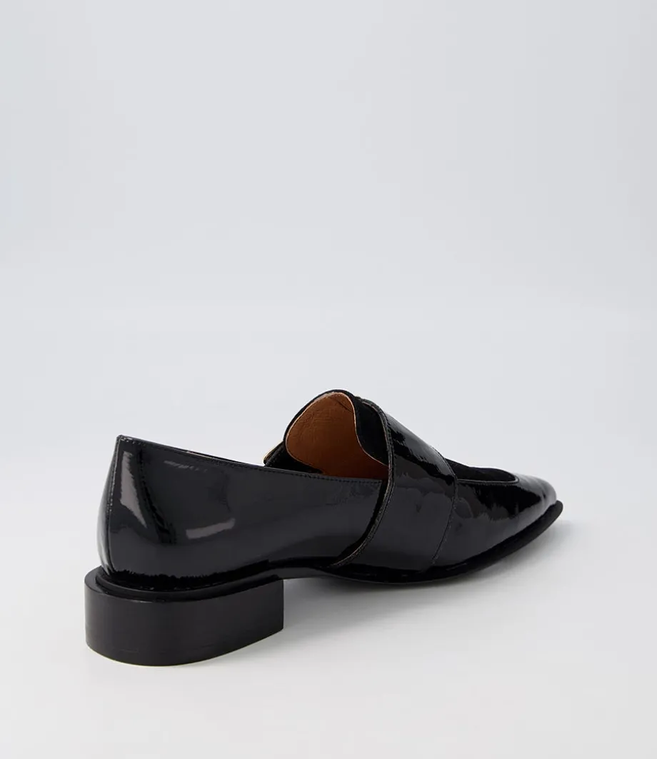 Ering Black Gold Patent Suede Loafers