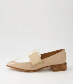 Ering Camel Ivory Gold Patent Leather Loafers