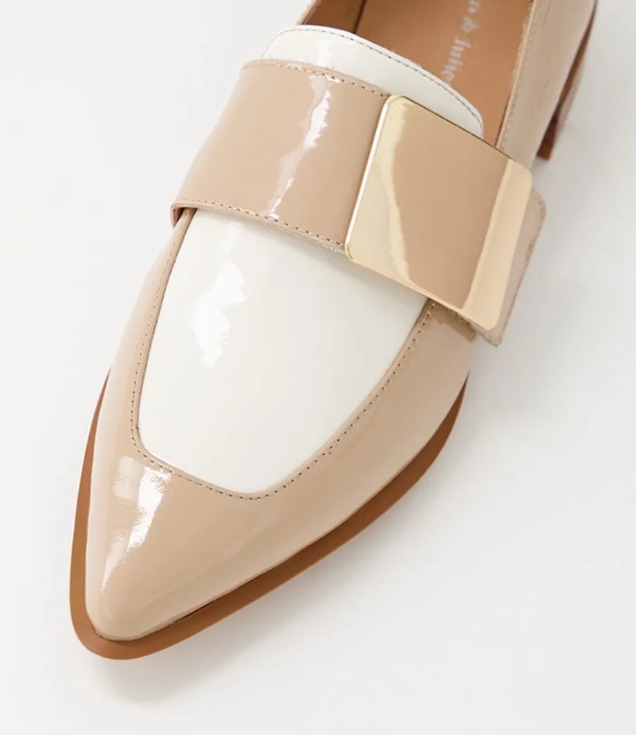 Ering Camel Ivory Gold Patent Leather Loafers