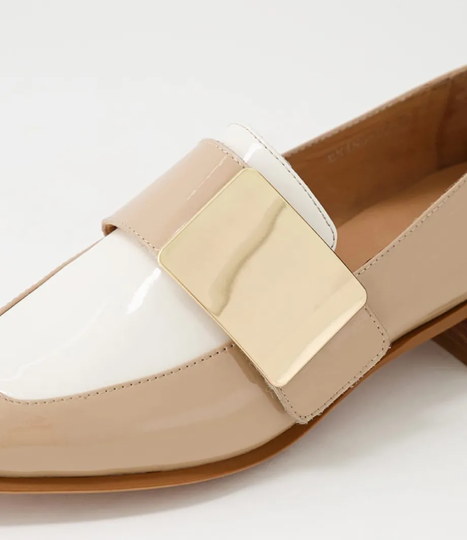Ering Camel Ivory Gold Patent Leather Loafers
