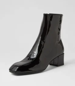 Eshal Black Patent Leather Ankle Boots