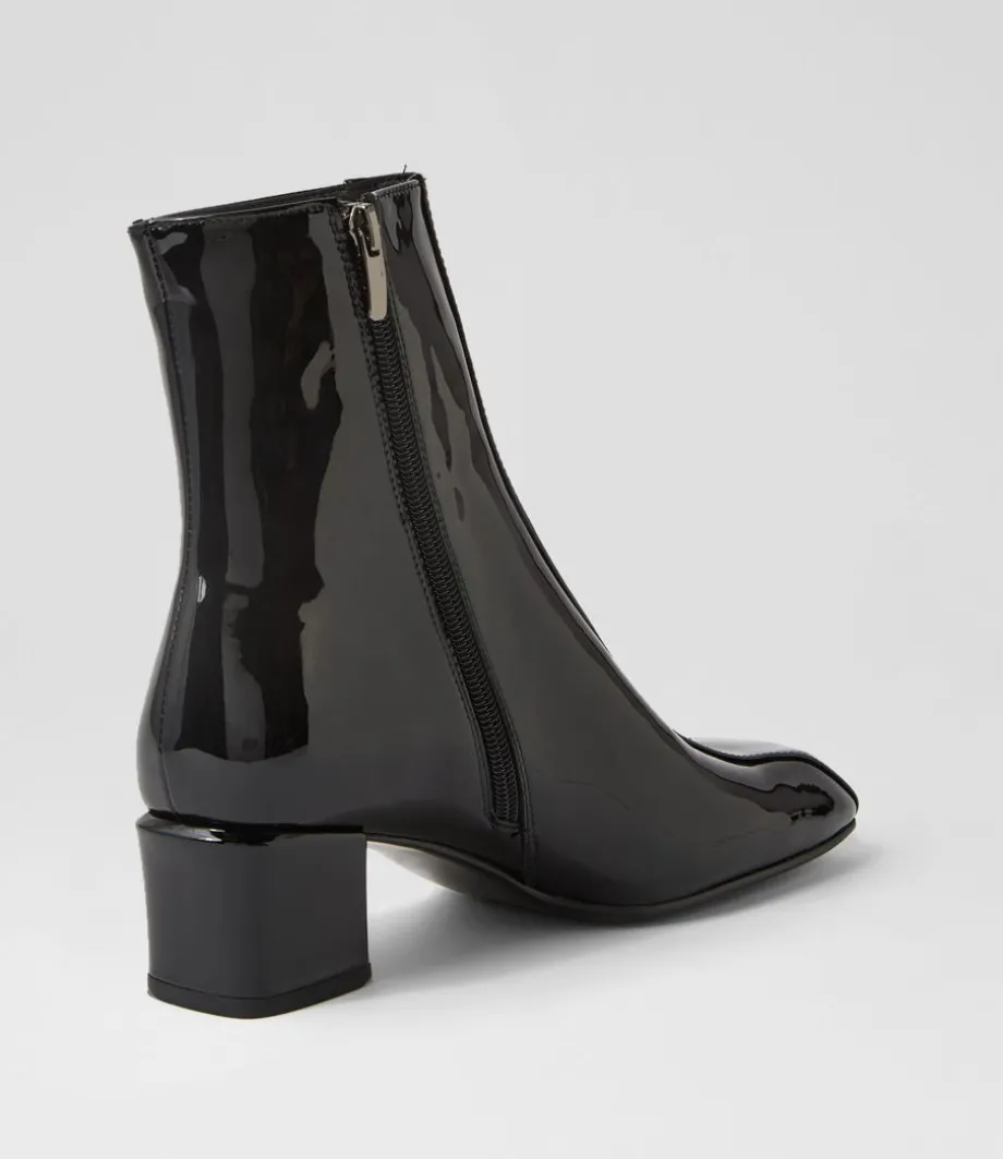 Eshal Black Patent Leather Ankle Boots