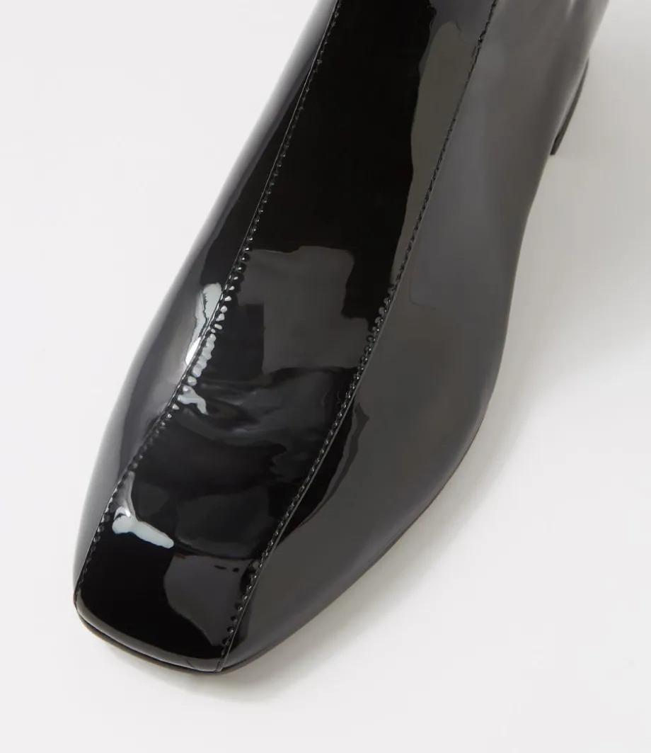 Eshal Black Patent Leather Ankle Boots