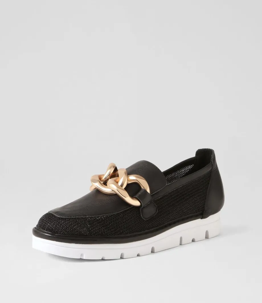 Esin Black Mesh Leather Sneakers