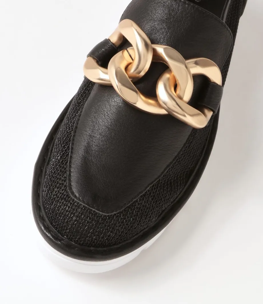 Esin Black Mesh Leather Sneakers