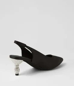 Espen Black Satin Heels