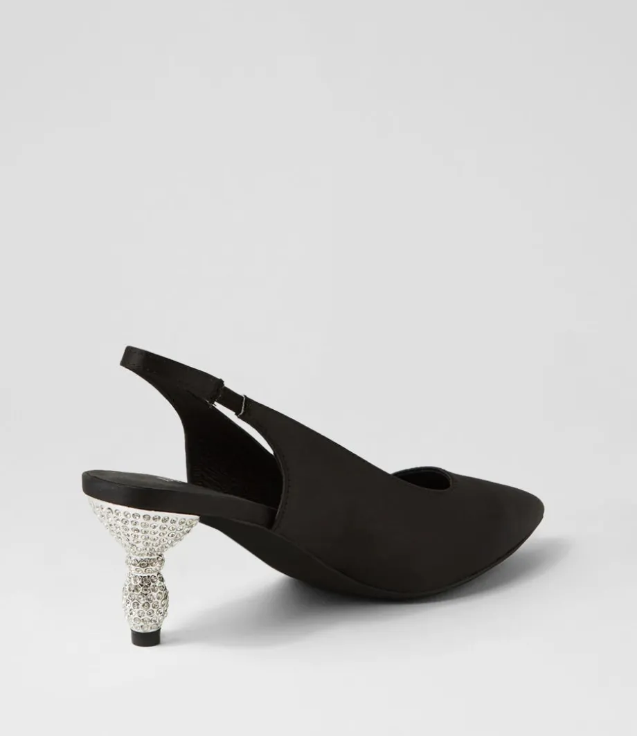 Espen Black Satin Heels