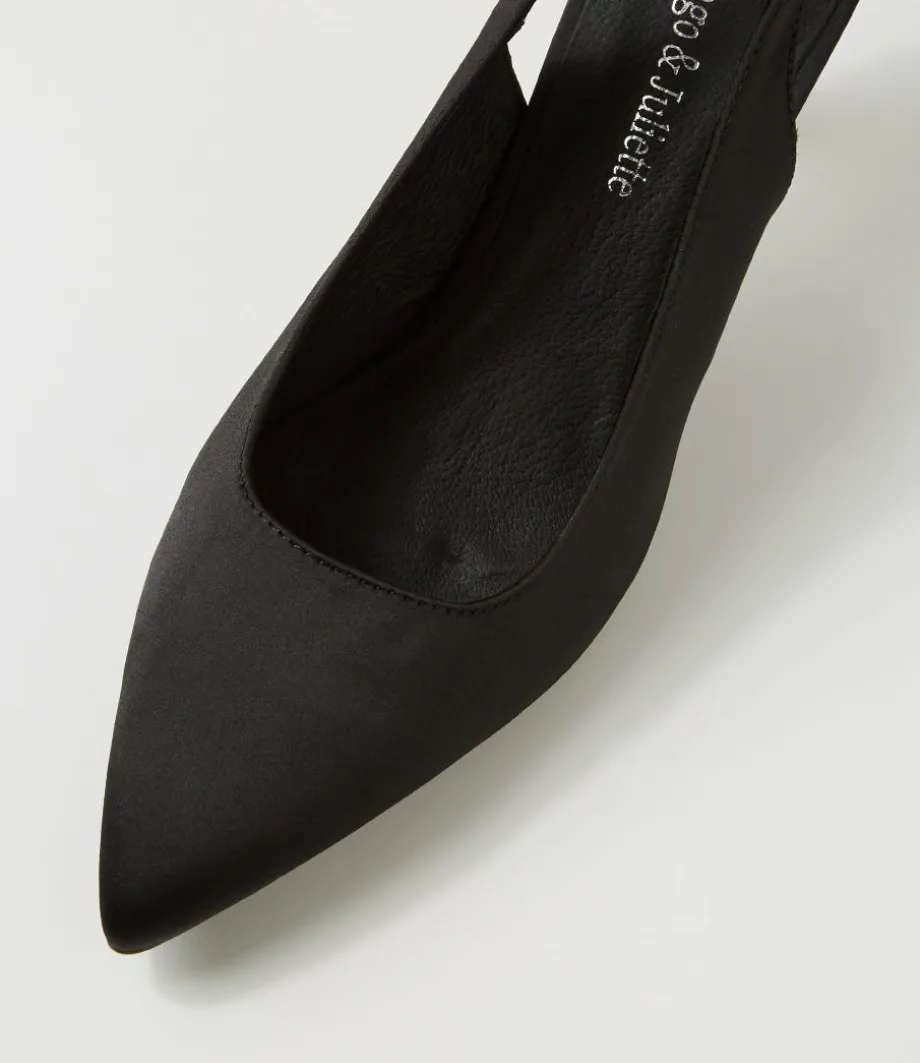 Espen Black Satin Heels