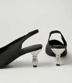Espen Black Satin Heels