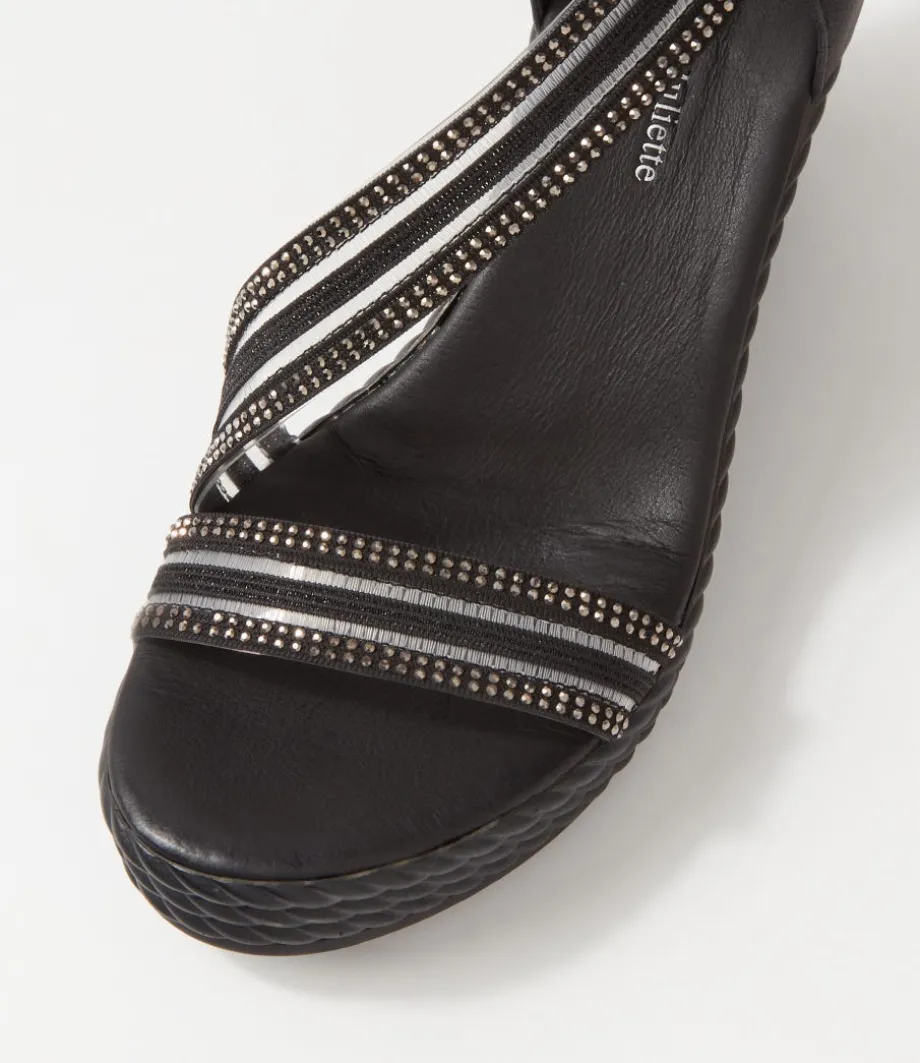 Estela Black Vinylite Leather Sandals