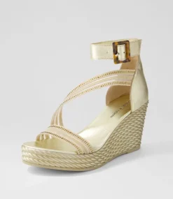 Estela Gold Vinylite Leather Sandals