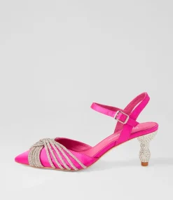 Eugenie Hot Pink Satin Heels