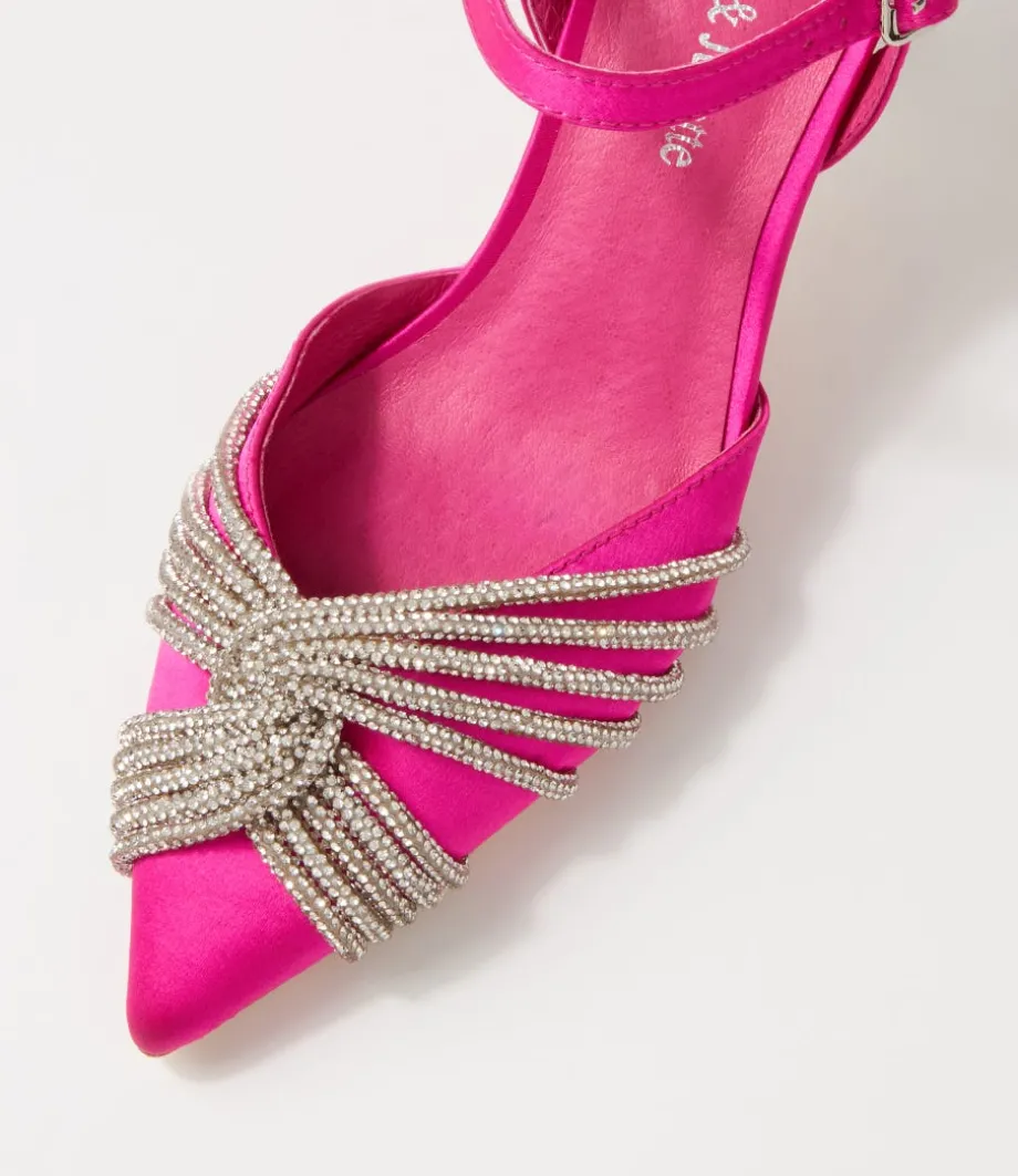Eugenie Hot Pink Satin Heels