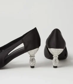 Eunicee Black Satin Heels