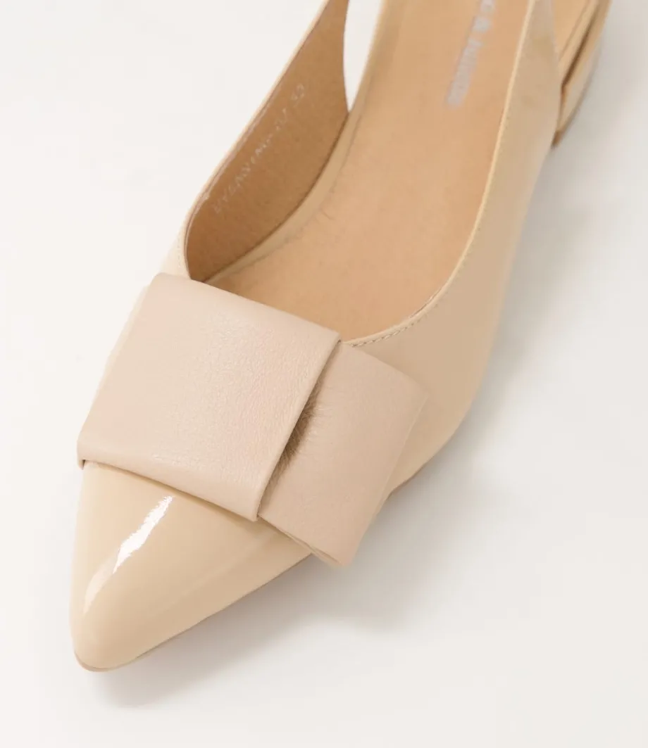 Evenning Nude Patent Leather Flat Shoes