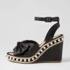 Evone Black Synthetic Raffia Leather Espadrilles