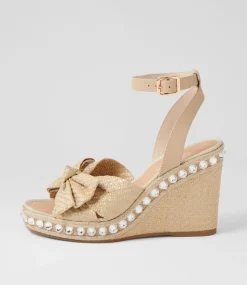 Evone Natural Synthetic Raffia Leather Espadrilles