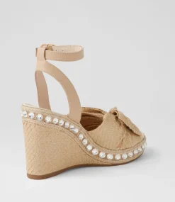 Evone Natural Synthetic Raffia Leather Espadrilles