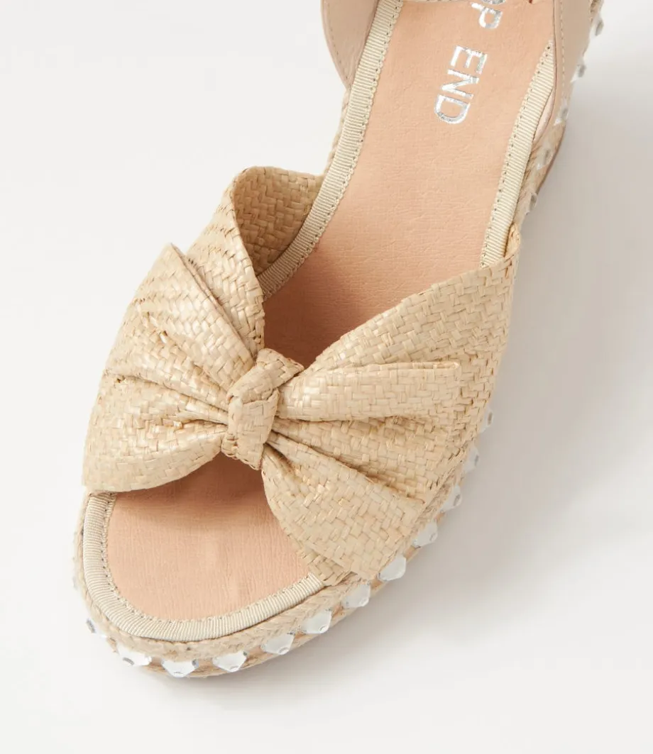 Evone Natural Synthetic Raffia Leather Espadrilles