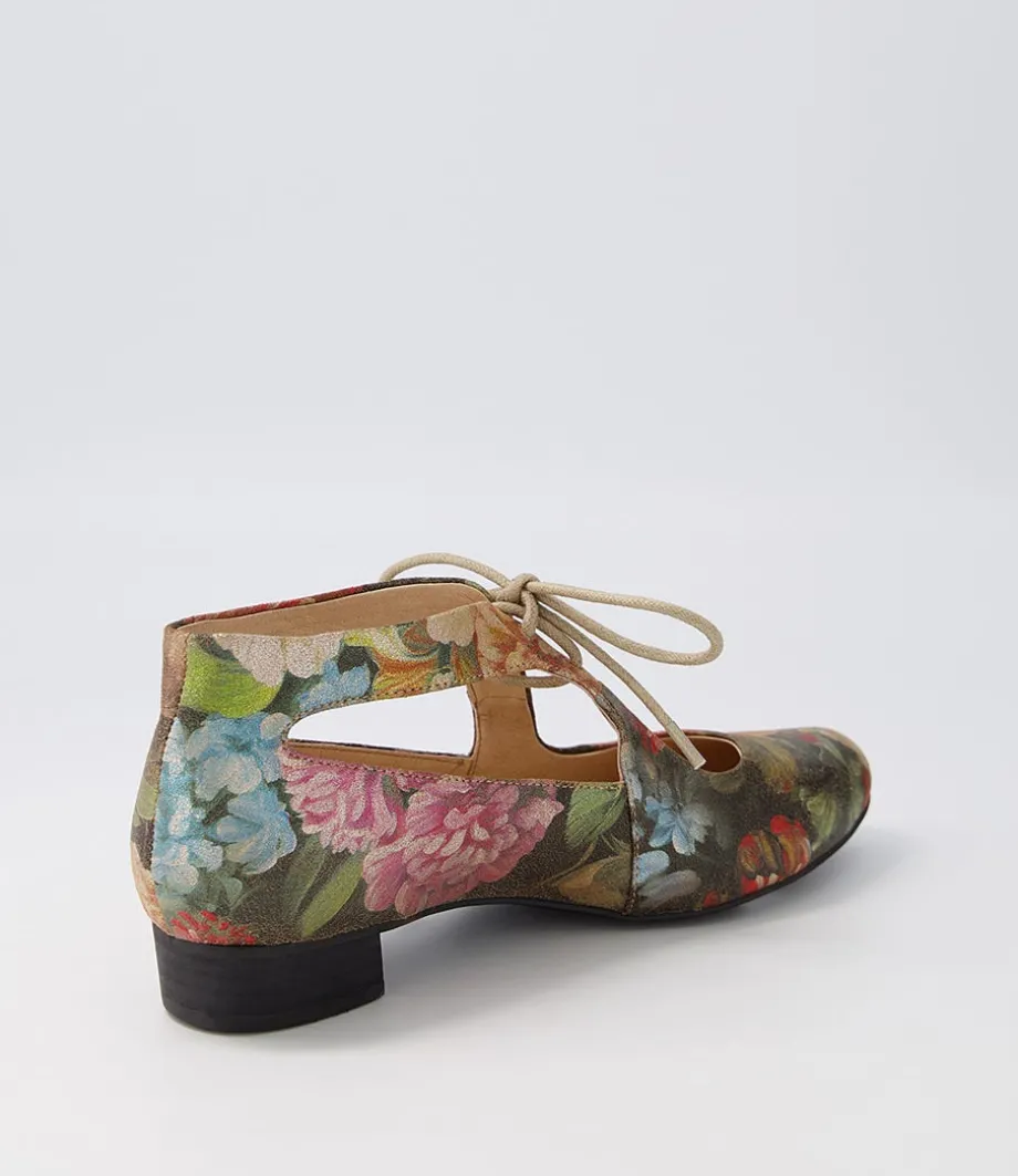 Ewing Vintage Metal Floral Leather Flat Shoes