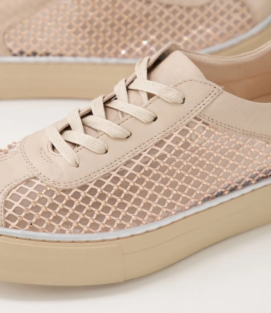 Fabia Nude Jewels Leather Sneakers