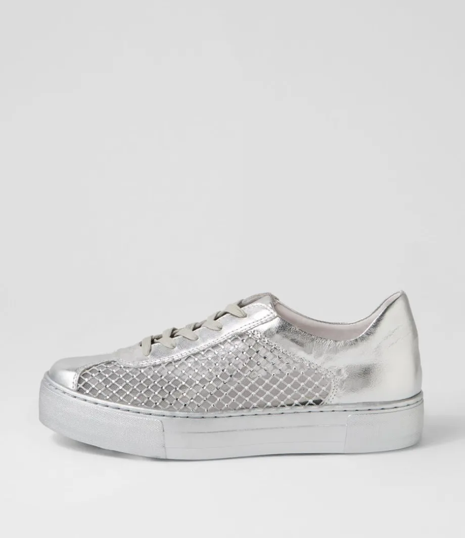 Fabia Silver Jewels Leather Sneakers