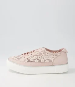 Faders Dusty Pink Leather Flower Sneakers