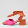 Fearna Hot Pink Bright Orange Leather Sandals