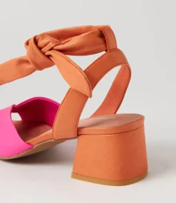 Fearna Hot Pink Bright Orange Leather Sandals