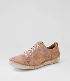Fergey 56 Pink Multi Leather Lace Up Flats