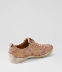 Fergey 56 Pink Multi Leather Lace Up Flats