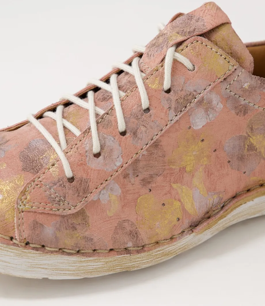 Fergey 56 Pink Multi Leather Lace Up Flats
