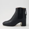Fether Black Leather Elastic Chelsea Boots