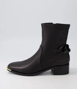 Firat Black Leather Ankle Boots