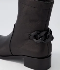 Firat Black Leather Ankle Boots