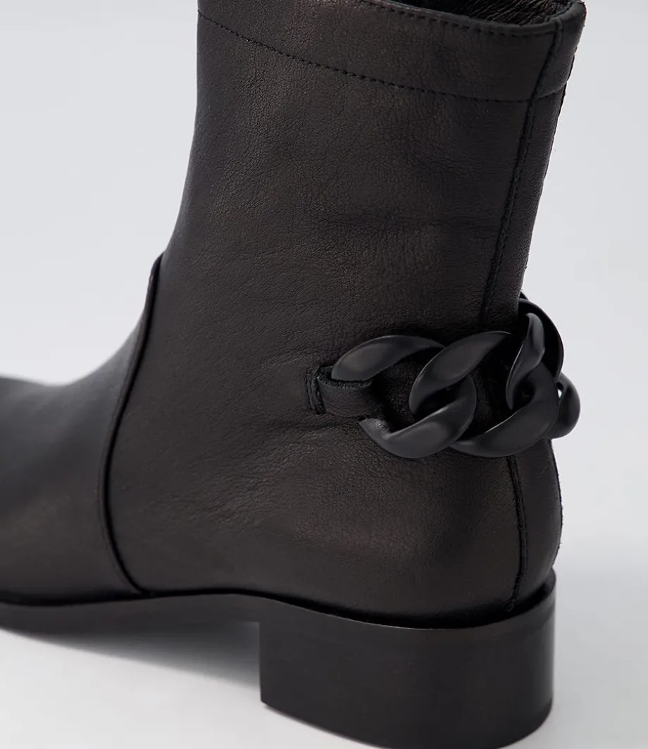 Firat Black Leather Ankle Boots