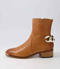 Firat New Tan Leather Ankle Boots