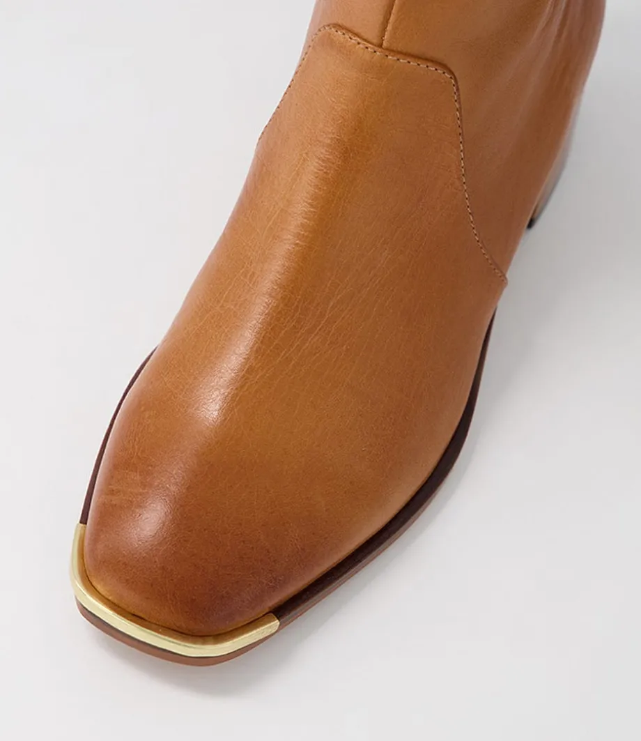 Firat New Tan Leather Ankle Boots