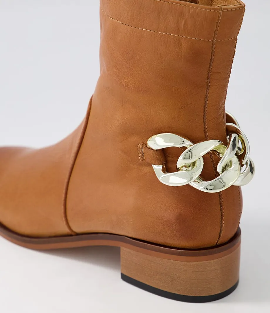 Firat New Tan Leather Ankle Boots