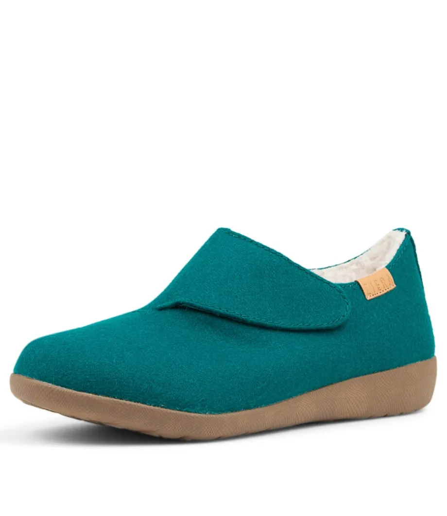Fliss Xw Teal Fabric Slippers